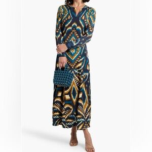 FARM Rio Pineapple Ikat Blue Maxi Dress